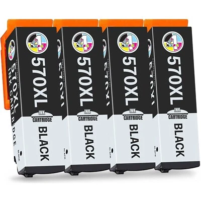 INK4LESS 4 cartuchos de tinta negros 570 para Canon Pixma MG5750 MG5751 MG5752 MG5700 MG5753