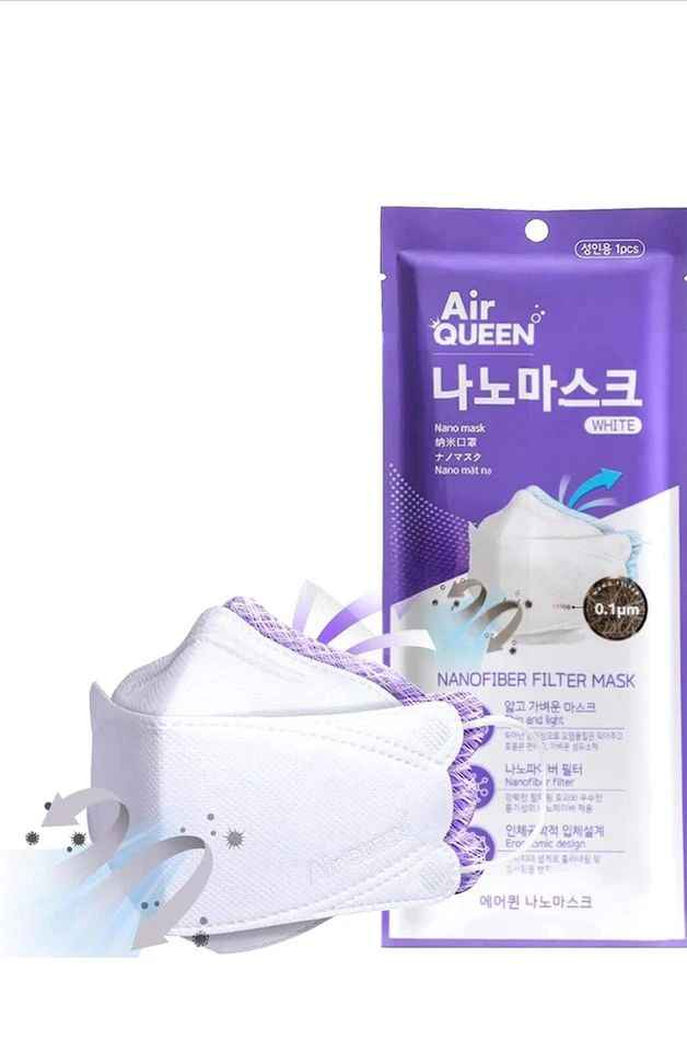 Black Air Queen Nano Fiber Filter Reuseable Face Cover Made in Korea 10