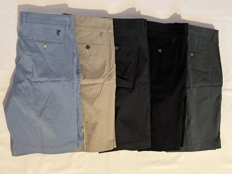 NEW MEN’S ASHWORTH MICROFIBER MINI CHECK FLAT FRONT SHORT, SIZE 32, PICK COLOR - Image 1 of 1