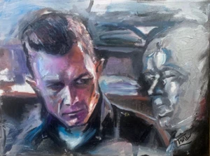 Terminator 2 Original Oil painting of T1000 Robert Patrick scene T2 Art Canvas - Picture 1 of 4