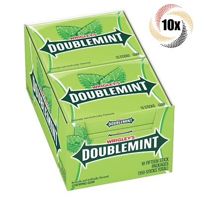 Caja Completa 10x Paquetes Wrigley's Doble Menta Natural Slim Pack Goma | 15 Palitos Cada uno Foto 1 de 2