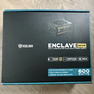 Kolink Enclave 600W Fully Modular 80 Plus Gold PSU Boxed and Clean Power Unit - Afbeelding 1 van 13