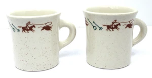 HOMER LAUGHLIN COWBOY ROPING STEER RESTAURANTWARE WESTERN KAFFEEBECHER 2 STÜCK - Bild 1 von 7