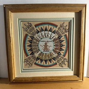 Vintage Authentic Native American Navajo Sandpainting “Pollen Boy” Artist Signed - Picture 1 of 8
