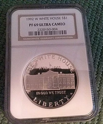1992-W White House Commemorative Silver Dollar * NGC Graded PF69 * Ultra Cameo* - Image 1 of 2