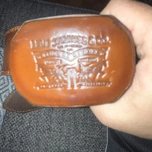 LEVI'S Men's Western Leather Logo Plaque Belt, Size L 38-40 - Picture 1 of 12