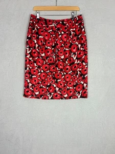 Boden, Women's Red + Black Floral A-Line Silk Skirt, Size UK 14R - Used - Picture 1 of 8