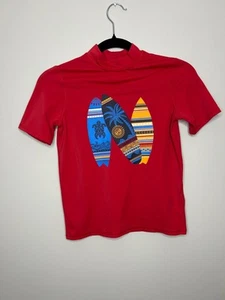 Land's End Red Surfboard Short Sleeve Rash Guard Kids sz Small 8 - Picture 1 of 9