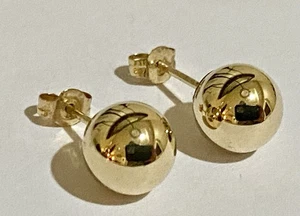 Aretes de bola clásicos vintage de oro amarillo de 10 quilates de 7 mm - Imagen 1 de 13