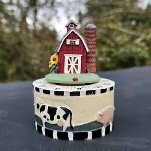 Red Barn Silo Kitchen Timer Farm Country Cow Pig Sheep Sunflower Bunny 60min Vtg - Picture 1 of 13