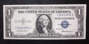 1935 F $1 SILVER CERTIFICATE ONE DOLLAR  AUNC+++ BANKNOTE  US NOTE  Z 20212072 I - Picture 1 of 2