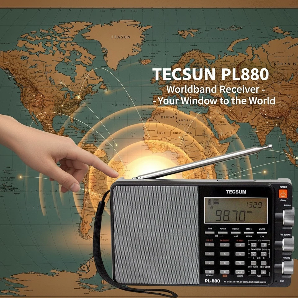 Tecsun PL880 PLL Dual Conversion AM FM Shortwave Single Side Band Radio Receiver - Image 1 of 4