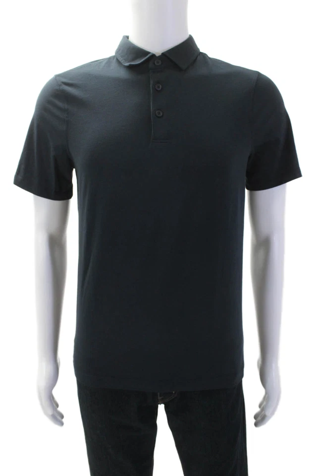 Camisa Polo Lululemon Para Hombres Cuello Sólido Manga Corta Azul Marino Talla S Foto 1 de 4