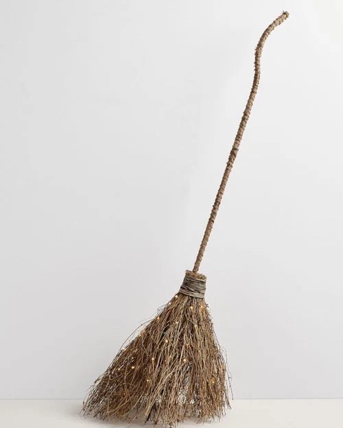 NEW Pottery Barn Light Up LIT witch Broom Stick Brown Large - Image 1 of 1