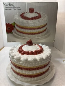 Plato de pastel de cerámica y cubierta de cúpula cardinal raro de colección con caja - Imagen 1 de 16