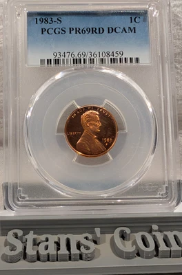 1983 S Proof Lincoln cent Graded PR69RD DCAM by PCGS - Image 1 of 2