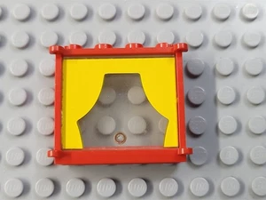 LEGO Red 1x4x3 Window with Yellow Curtains Glass Idea Book 250 - Picture 1 of 1
