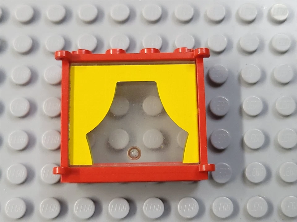 LEGO Red 1x4x3 Window with Yellow Curtains Glass Idea Book 250 - Image 1 of 1