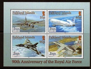 ISLAS MALVINAS 2008 REAL FUERZA AÉREA RAF 90 ANIVERSARIO MINISHOJA MNH - Imagen 1 de 1
