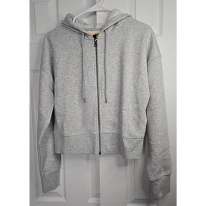 Universal Thread Women's Cropped Zip Up Hoodie Heather Grey- Size Medium - Picture 1 of 4