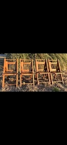 Antique•C. 1940’s•Children’s Wood Folding Chair•Set Of 4•Rustic Americana Chairs - Picture 1 of 12