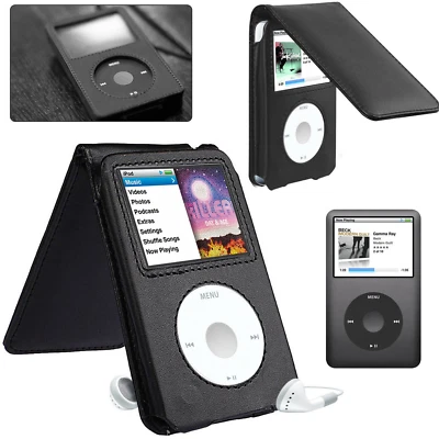 Black Leather Stand Case Cover for Apple iPod Classic 80GB/120GB/160GB 6th 7th - Image 1 of 4