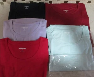 LANDS' END WOMEN'S 2X, NIP, CREW NECK, LONG SL COTTON KNIT TEE -VARIOUS COLORS - Picture 1 of 6