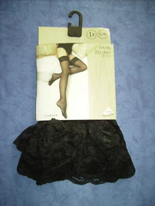 Strümpfe zum Anstrapsen, 20 den, Spitze, schwarz, leichter Glanz, Größe S-M - Bild 1 von 3