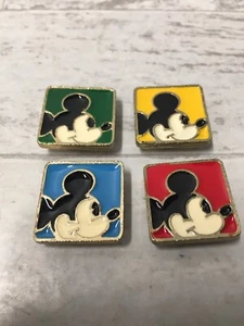 Disney Mickey Mouse Mickey & Co Button Covers Gold-Tone Enamel Set Of 4 - Picture 1 of 5