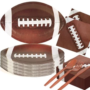 144 Pcs Football Party Supplies Paper Football Plates and Napkins Dinnerware ... - Picture 1 of 7