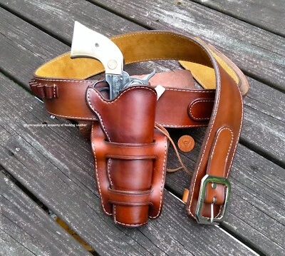 Funda y cinturón vaquero de cuero Reddog, SASS, plataforma Cheyenne de doble bucle Foto 1 de 4