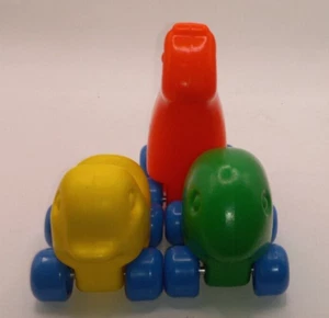 Lote de 3 Little Tikes Mini Rolling Animal N Pals sobre ruedas naranja amarillo verde - Imagen 1 de 10