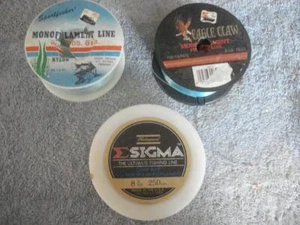 LOT OF 3 SPOOLS OF FISHING LINE (EAGLE CLAW, SPORTFISHER, SHAKESPEARE SIGMA) - Picture 1 of 10