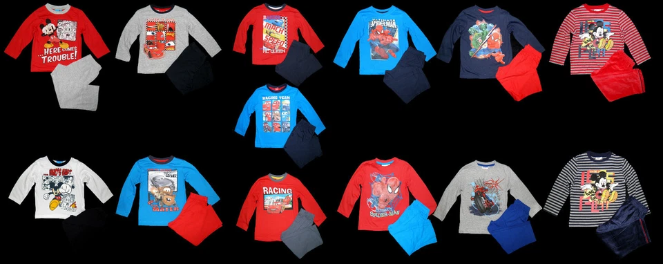 DISNEY MICKEY MAUS SPIDERMAN CARS LIGHTNIG MCQUEEN Schlafanzug Pyjama Disney Mickey Maus Cars McQueen Spiderman Gr. 86 - 128 NEU