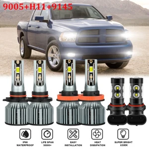 For Dodge Ram 1500 2009-2017 LED Headlight Hi-Low+Fog Light Bulbs 9005 H11 9145 - Foto 1 di 13