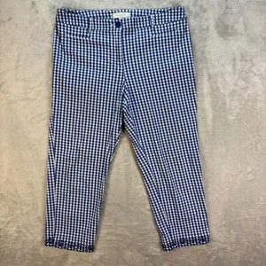 Talbots Petites Gingham Ankle Pants Cropped Blue White Checkered Womans Sz 12P - Picture 1 of 12