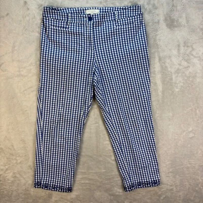 Talbots Petites Gingham Ankle Pants Cropped Blue White Checkered Womans Sz 12P - Image 1 of 4