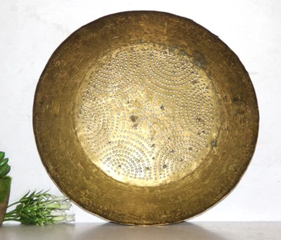 Plato escurridor de agua de latón vintage bandeja de oriente medio, plato utensilios de cocina 7489 Foto 1 de 4