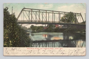 Cartolina UDB Main Street Bridge sul fiume Mahoning Niles Ohio ~ 1907 - Foto 1 di 2