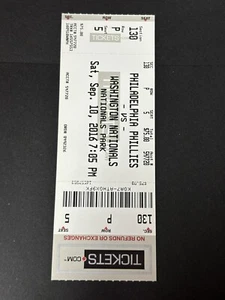 9-10-16 Bryce Harper HR 121 Full Nationals Ticket Phillies - Bild 1 von 2