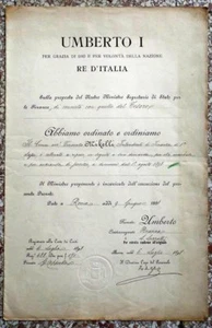 crx 06 1898 - UMBERTO I DI SAVOIA - Decreto di nomina conforme all'originale - Foto 1 di 1