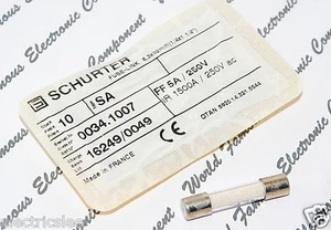1 pz SCHURTER (FF) 5A 250 V 6,3 x 32 mm fusibile pieno di sabbia - SA 0034.1007 - Foto 1 di 4