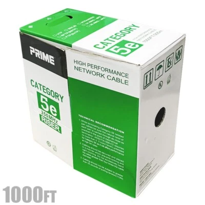 1000FT CAT5E Network LAN Ethernet UTP Bulk Cable Solid Copper Wire 24AWG White - Image 1 of 4