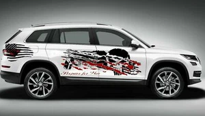 Tribal Punisher Skull Vinyl Decal Graphic Car Truck Hood Side USA - Picture 1 of 2