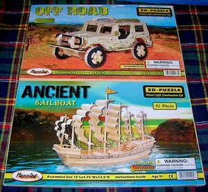 3D Wooden Ancient Sailboat Puzzle + Off Road both NEW SEALED - Picture 1 of 2
