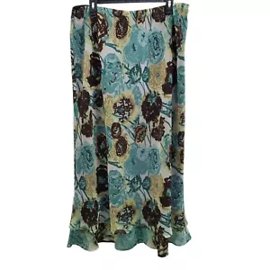 Cato Woman's 90s Watercolor Artsy Floral Long Flowy Spring Skirt Plus 18/20W - Picture 1 of 6