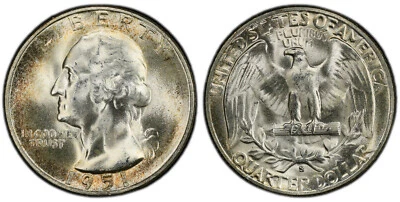 1951-S Washington Quarter PCGS MS66 with High Eye Appeal Toning and Luster - Image 1 of 4