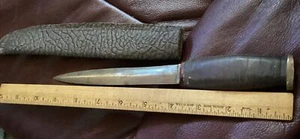 Custom Leather Grip BronzePommel Knife OAl Is 9.4 InchX.75 W&ostrich Sheath  - Picture 1 of 14