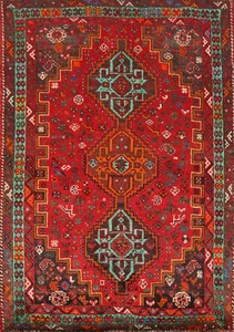 Tribal Vintage Red/ Green Hand-knotted Traditional Wool Rug Geometric Carpet 4x6 - Picture 1 of 21
