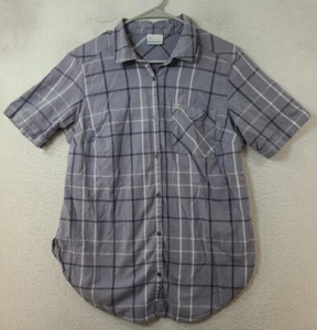 Columbia Lightweight Gray Plaid Short Sleeve Button Up Shirt Womens Large - Picture 1 of 8